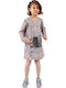 Children's Dress Long Sleeve Set with Accessories Gray