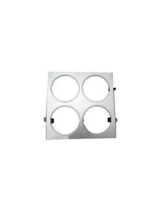 Aca Square Metallic Recessed Spot with Socket G12 Silver