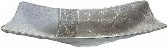 Karvounis Rectangular Ceramic Decorative Platter Diana Silver 41x15x9.5cm