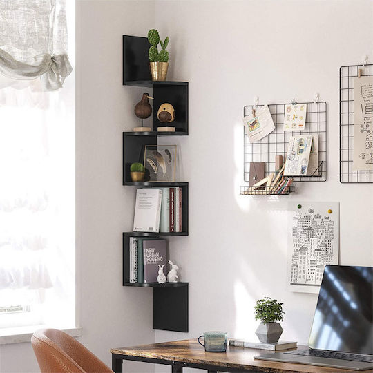 Corner Shelf Wall 20x20x127.5cm Black Velvet-Black Metal