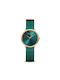 Bering Time Watch with Green Metal Bracelet