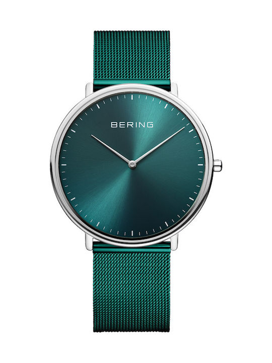 Bering Time Ultra Slim Men's Watch 39mm Battery with Stainless Steel Bracelet Green
