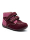 Bonkro Leather Kids Boots with Velcro Burgundy