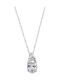 14K White gold necklace with oval cubic zirconia