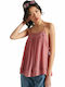 Superdry Alana Women's Summer Blouse Cotton with Straps Dusty Rose