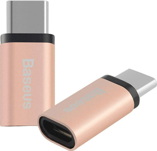 Baseus Μετατροπέας USB-C male σε micro USB female Ροζ Χρυσό 1τμχ CATYPEC-DL0R