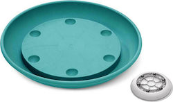 Plastona 935 Round Plate Pot Wheeled Turquoise 35x35cm