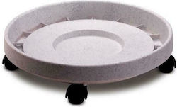 Plastona 121 Round Plate Pot Wheeled Gray 24x24cm