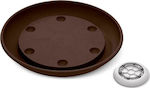 Plastona 935 Round Plate Pot Wheeled Brown 35x35cm