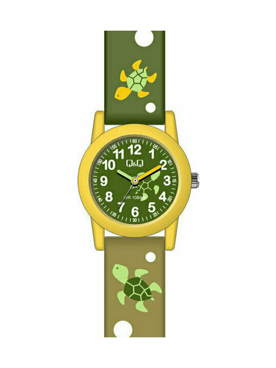 Q&Q Παιδικό Αναλογικό Ρολόι με Λουράκι από Καουτσούκ/Πλαστικό Πράσινο