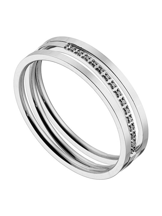 SOFI Damen Ring Halbring mit Zirkonia aus Stahl Vergoldet