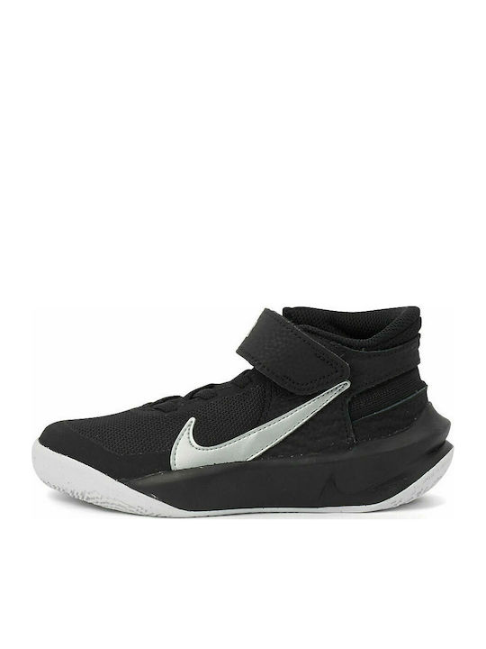 Nike Αθλητικά Παιδικά Παπούτσια Μπάσκετ Team Hustle 10 FlyEase Black / Volt / White / Metallic Silver