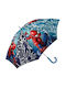 Marvel Comics Kinder Regenschirm Gebogener Handgriff Spiderman Blau mit Durchmesser 70cm.