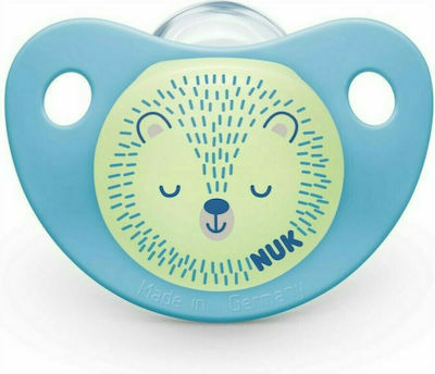 Nuk Orthodontic Pacifier Silicone Night & Day Hedgehog Blue Night with Case for 0-6 months 1pcs