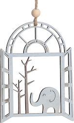 Christening Favor with Decoration Hanging Window with Elephant made of Wood