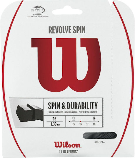 Wilson Revolve Spin Tennis-Saiten Schwarz 12.2m, Ø1.30mm