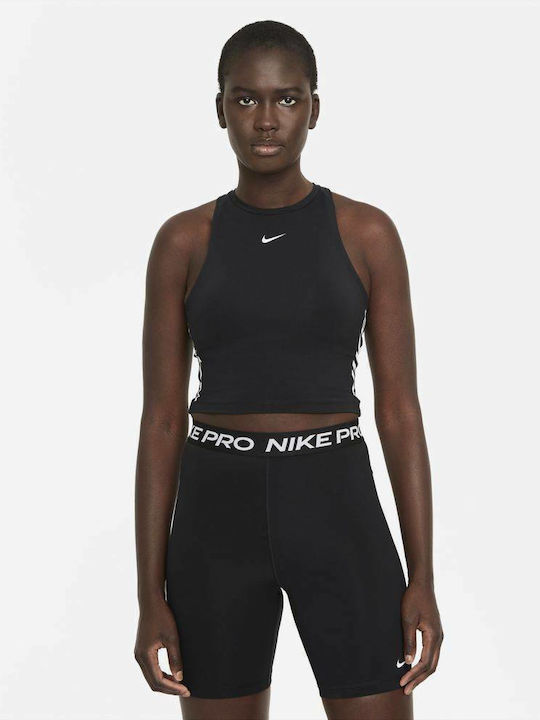 Nike Dri-Fit Αμάνικο Αθλητικό Crop Top Μαύρο