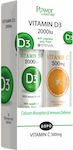 Power Of Nature Vitamin D3 & Vitamin C 500mg Βιταμίνη για Ανοσοποιητικό 2000iu Πορτοκάλι 40 αναβράζοντα δισκία