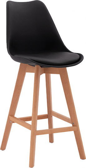 Stool Bar with Backrest made of Polypropylene Vegas Black 48x58x105cm