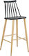 Stool Bar with Backrest made of Polypropylene Mirella Black Velvet-Black Metal 45x50x75cm