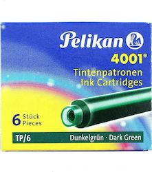 Pelikan 4001 6 Ανταλλακτικά Μελάνια για Πένα Πράσινα