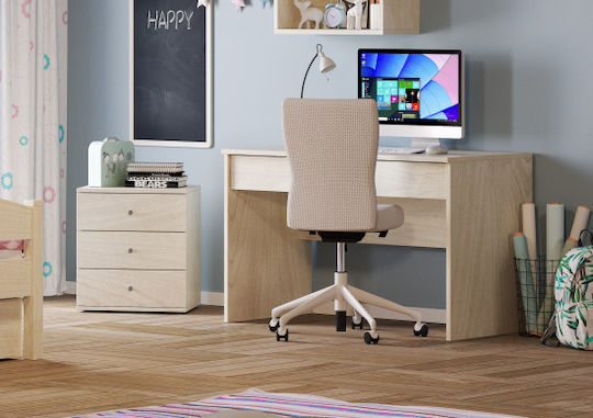 Loft Детска нощна шкафче Дърво Бежов 49x45x55см