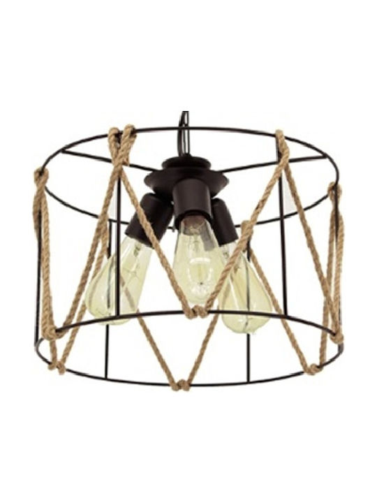Klikareto Verda Pendant Light Black with Rope for Socket E27 35x65cm