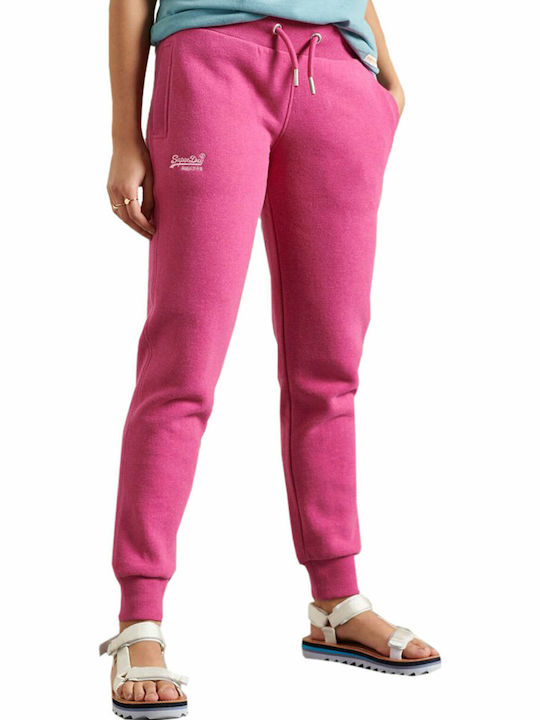 Superdry Παντελόνι Φόρμας με Λάστιχο Magenta Marl
