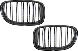 MASK - GRILLES - Central Kidney Grilles suitable for BMW 7 Series F01 F02 F03 (2008-2015) Double Stripe M Design Piano Black