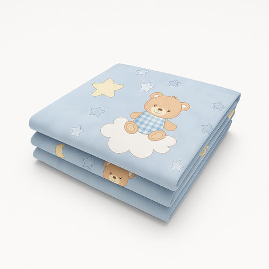 Beboulino Βρεφική Παπλωματοθήκη Bear Stars Μπλε 110x150εκ.