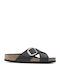 Birkenstock Siena Big Buckle Leder Damen Flache Sandalen in Schwarz Farbe Schmal Passform