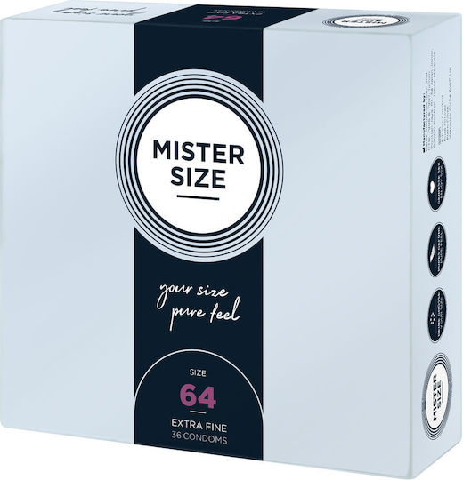 Mister Size Презервативи Extra Fine Size 64mm 1 бр 64mm за Големи Размери Тънки за Естествено Усещане Natural Веган