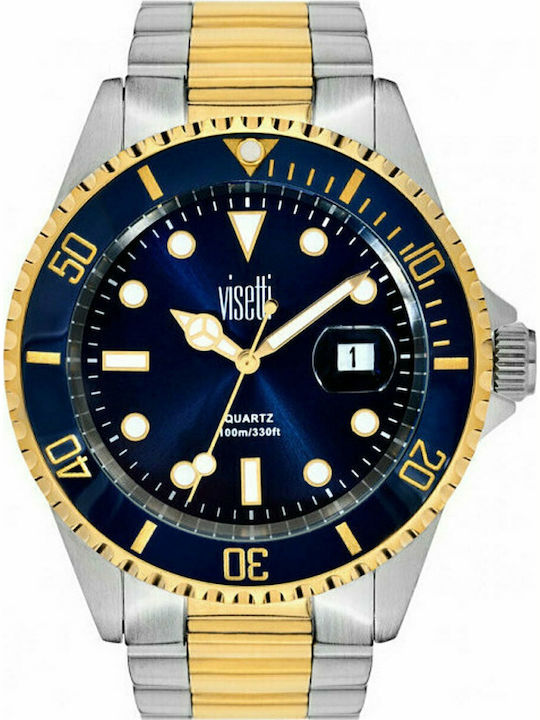 Visetti Ανδρικό Ρολόι 42mm Μπαταρίας με Μεταλλικό Μπρασελέ