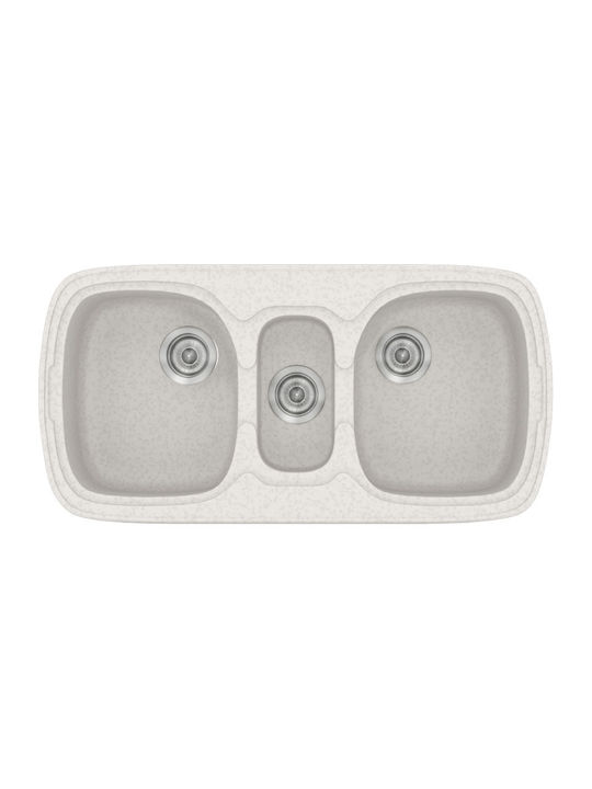 Sanitec Classic 03-02-00 Drop-In Sink Synthetic Granite W97xD51cm Metallic Ice