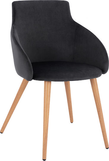 Ivy Dining Room Velvet Armchair Black 53x55x79cm 2pcs