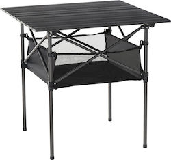 Outsunny Foldable Table for Camping Πτυσσόμενο Μεταλλικό Τραπέζι Κάμπινγκ με Υφασμάτινο Καλάθι 70x70x69cm