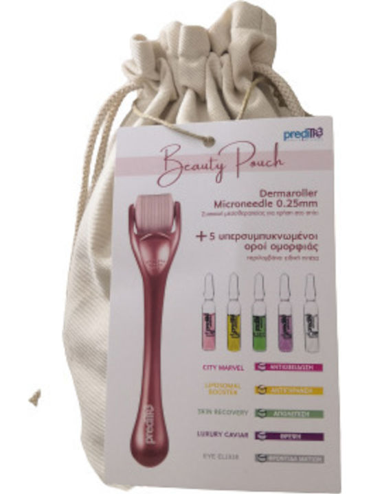 Preditr3 Beauty Pouch Комплект за грижа за кожата за Хидратация Дермаролер Микроигла и 5 ампули