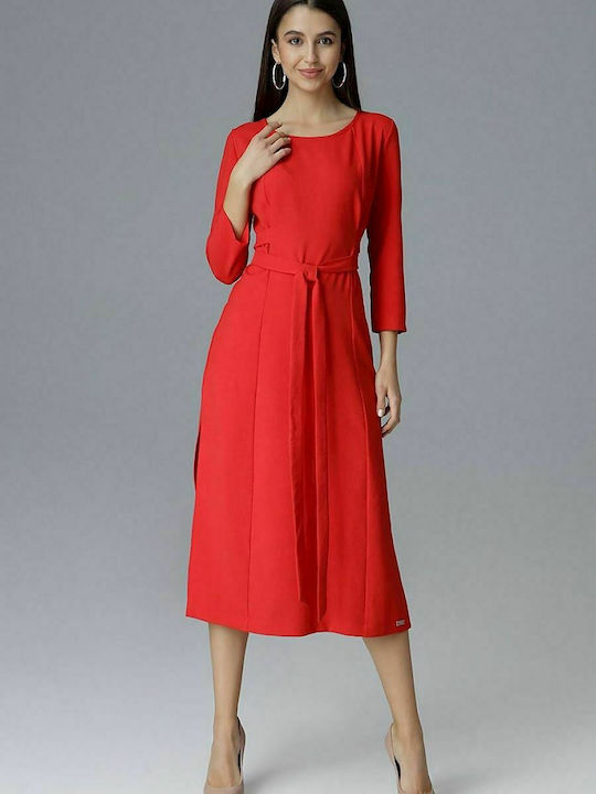 Figl M631 Midi Dress Long Sleeve Red 126025