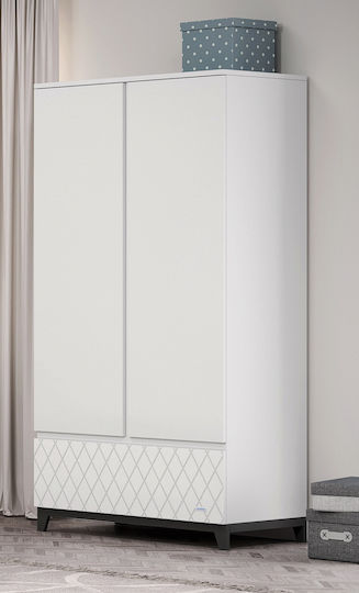 Rombo Two Door Wardrobe with 1 Drawer White 100x54x180cm
