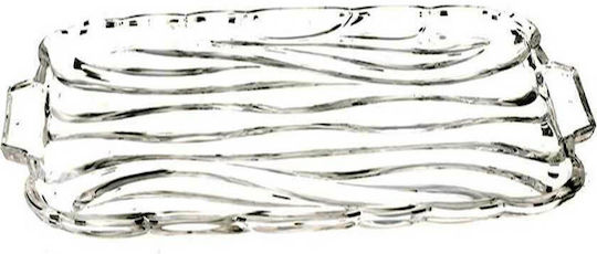 Karvounis Rectangular Glass Decorative Platter Bamboo Waves Transparent 40x24cm