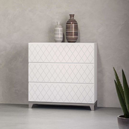 Rombo Baby Wickelkommode mit 3 Schubladen Weiße 91x51x94cm