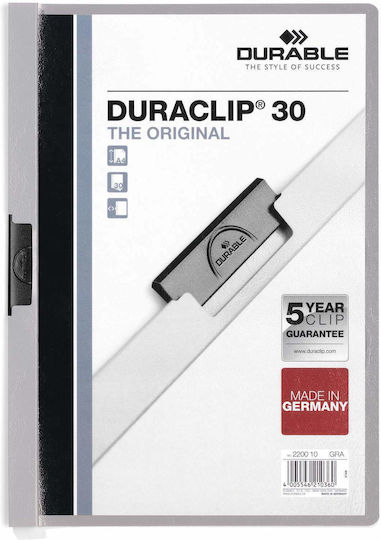 Durable Ντοσιέ με Κλιπ Συνεδρίου για Χαρτί A4 Γκρι Duraclip 30