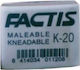 Factis Γόμα για Μολύβι Κάρβουνου K-20 Γκρι
