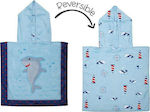 Flapjackkids Kinder Strandponcho Hai Hellblau Doppelseitig 38 x 38cm.