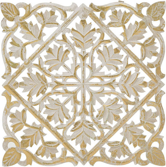 Inart Wall Decor Gold/White Wooden 40x1x40cm
