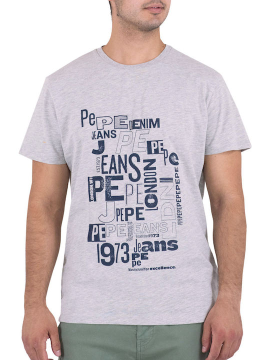 Pepe Jeans Adrian Ανδρικό T-shirt Grey Marl Με Στάμπα