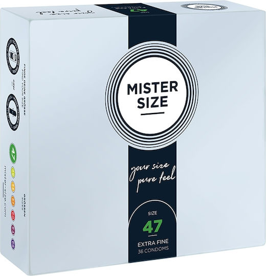Mister Size Προφυλακτικά Extra Fine Size 47mm 36τμχ 47mm Λεπτά για Φυσική Αίσθηση Natural Vegan