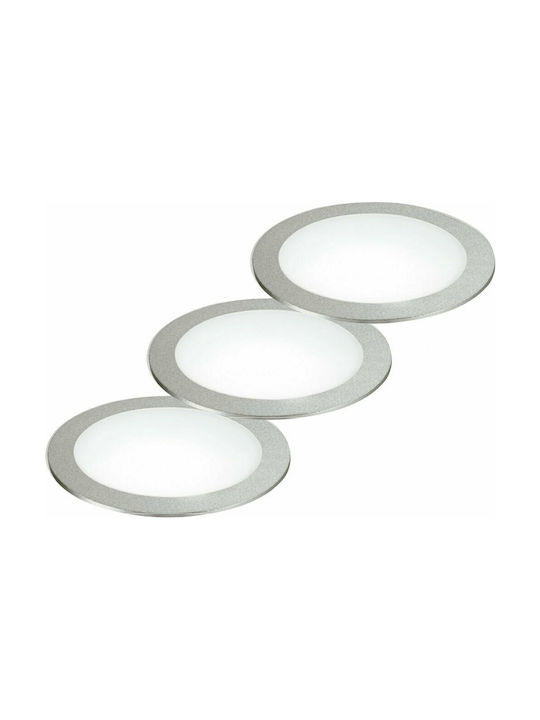 Fan Europe Fusion-3x5W Round Metallic Recessed Spot with Integrated LED and Natural White Light 3τμχ Silver 7x7cm. 3pcs