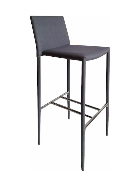 Stool Bar with Backrest Upholstered with Fabric Regina Grey 41x49x100cm