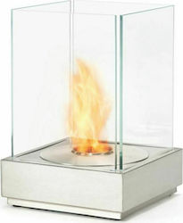 Ecosmart Fire Mini T Internal / Outdoor Floor Bioethanol Fireplace Silver 33x33x46.2cm